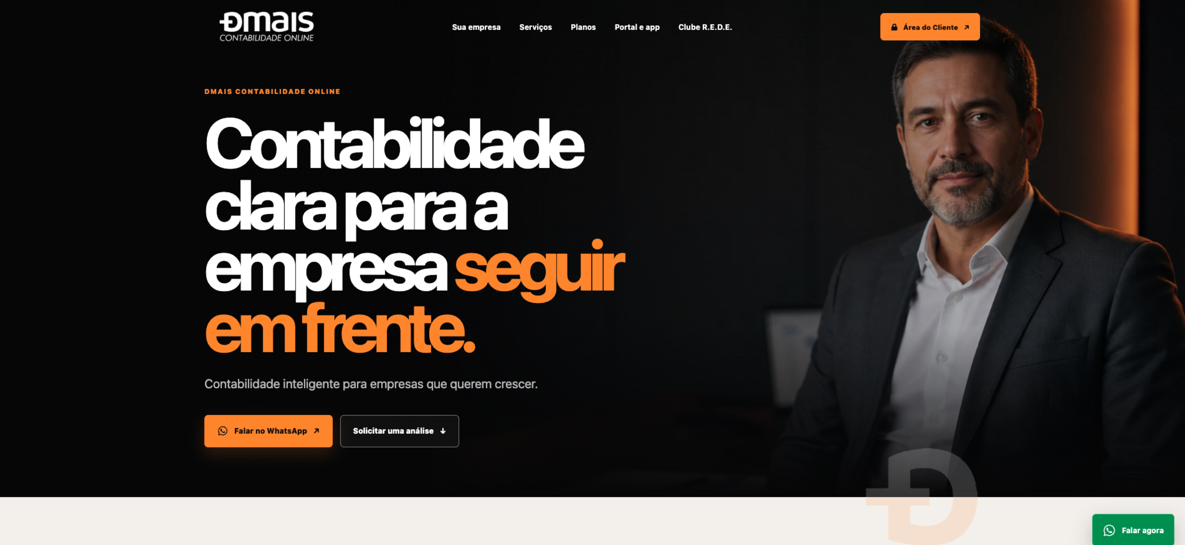 Página inicial do site Dmais Contabilidade